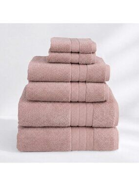 Set of 6 Soft Organic Cotton Bath Towels in Elegant Rose - Eco-Friendly